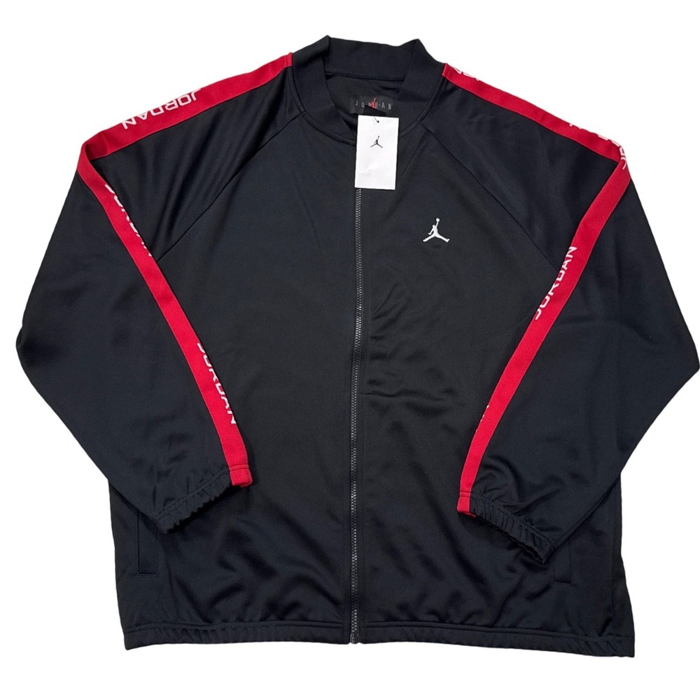 Jordan Brand Mens XXL Black Red Tape Logo Full Zip Track Jacket New With Tags
